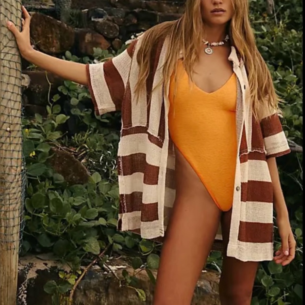 NWOT Free People Del Mar Cabana Shirt Beachy Cover Up Sz Small ~  We The Free
